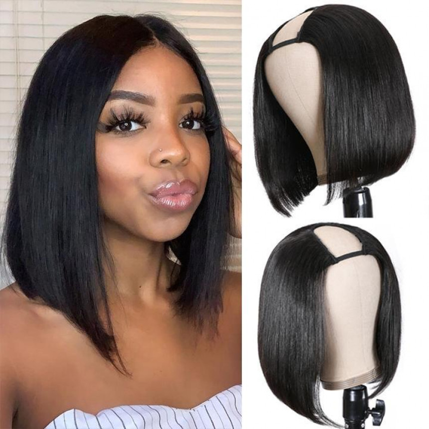 U Part Bob Wig Natural Color Brazilian Human Hair Upart Wigs