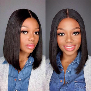 U Part Bob Wig Natural Color Brazilian Human Hair Upart Wigs