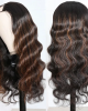 U Part Body Wave Wig Human Hair Wigs Dark Auburn 100% Human Hair Super Soft