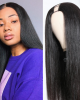 Straight Hair U Part Wig 150% Density Classic Virgin Remy Straight Wigs With Plastic Net Cap