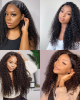 U Part Wig Kinky Curly Right Side U Part Human Hair Wigs 150% Density Glueless Natural Looking Hairline