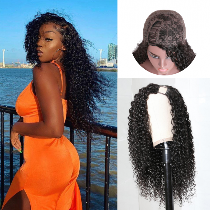 Upart Wigs Jerry Curly Human Hair Glueless Left Side U Part Wigs 100% Human Hair Super Soft Upart Wigs Jerry Curly Human Hair Glueless Left Side U Part Wigs 100% Human Hair Super Soft