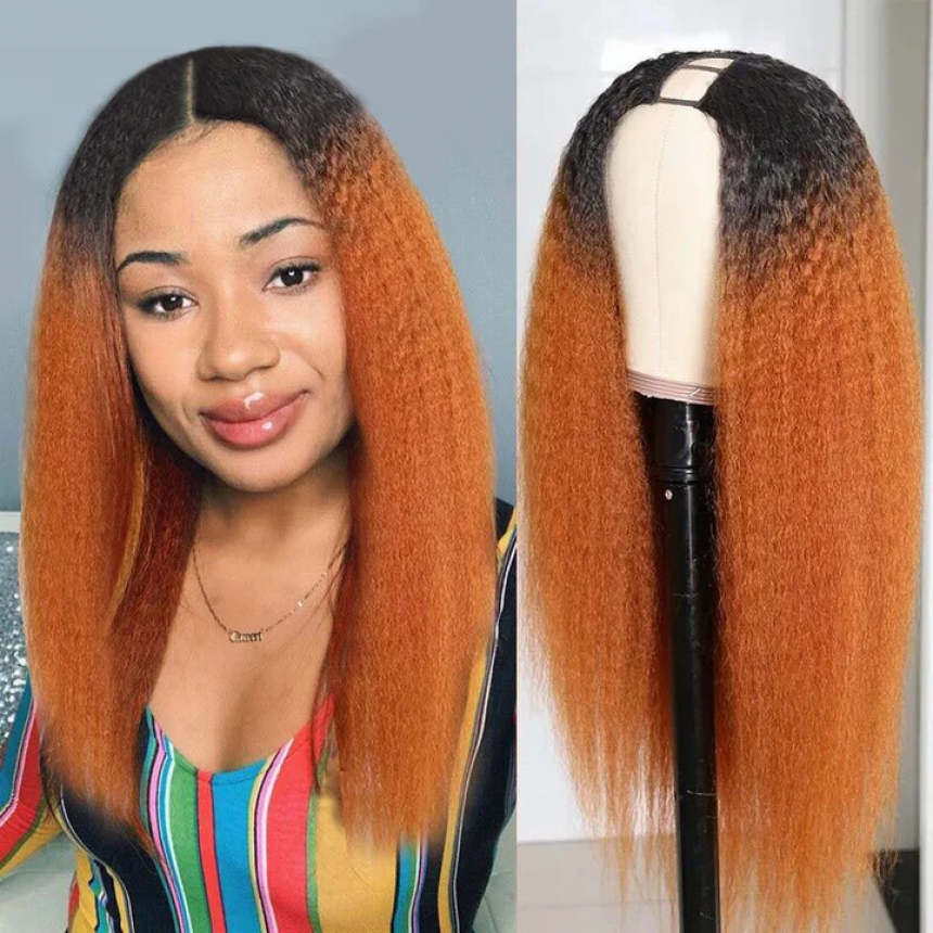 U Part Wig 100% Brazilian Remy Human Hair T1b/30 Ombre Kinky Straight Wigs 200% Density T1b/30 Ombre U Part Wig 100% Brazilian Remy Human Hair T1b/30 Ombre Kinky Straight Wigs 200% Density T1b/30 Ombre