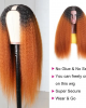 U Part Wig 100% Brazilian Remy Human Hair T1b/30 Ombre Kinky Straight Wigs 200% Density T1b/30 Ombre