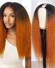 U Part Wig 100% Brazilian Remy Human Hair T1b/30 Ombre Kinky Straight Wigs 200% Density T1b/30 Ombre