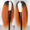 U Part Wig 100% Brazilian Remy Human Hair T1b/30 Ombre Kinky Straight Wigs 200% Density T1b/30 Ombre