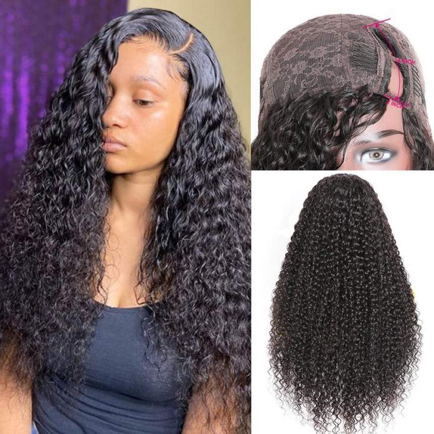 Jerry Curly Hair U Part Wig Side Part Glueless Easy To Wear Human Hair Wigs 150% Density Jerry Curly Hair U Part Wig Side Part Glueless Easy To Wear Human Hair Wigs 150% Density