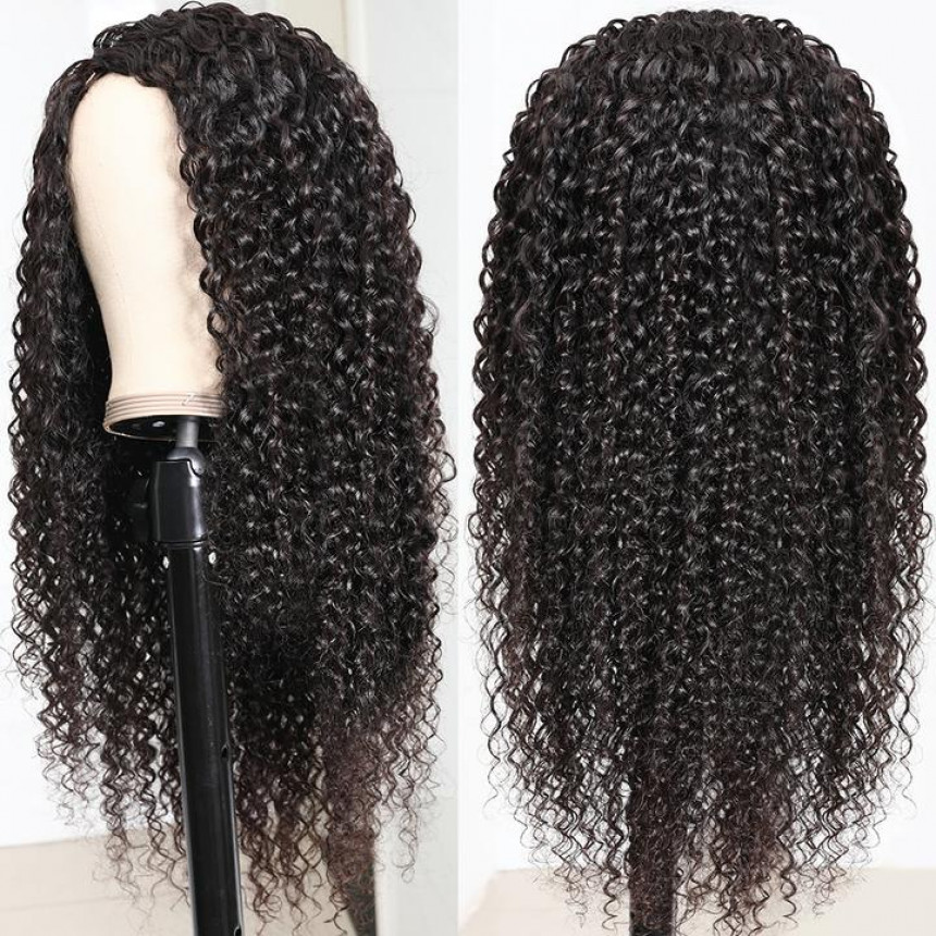Jerry Curly Hair U Part Wig Side Part Glueless Easy To Wear Human Hair Wigs 150% Density
