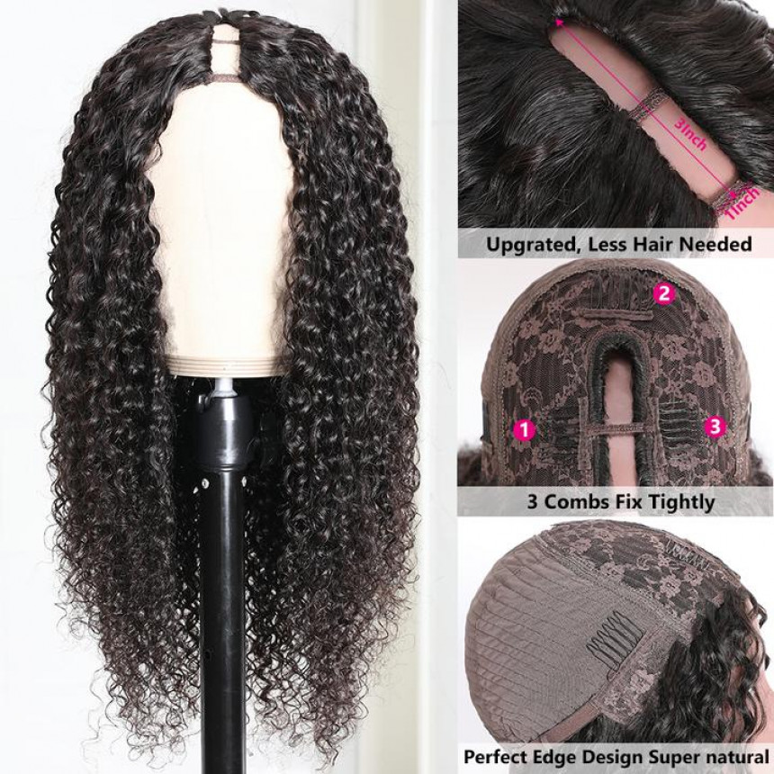 Jerry Curly U Part Wig Middle Part Unprocessed Virgin Hair Wigs 150% Density Natural Color Glueless Wigs Jerry Curly U Part Wig Middle Part Unprocessed Virgin Hair Wigs 150% Density Natural Color Glueless Wigs