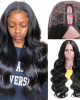 Middle Part Body Wave U Part Human Hair Wig  Glueless Long Wigs Natural Black Color