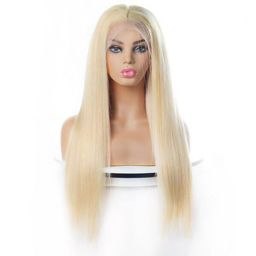 613 Blonde Color T Part Wig Straight Hair Human Hair Wigs