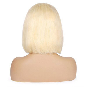 613 Blonde T-Part Lace Front Straight Short Bob Human Hair Wig