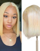 613 Blonde T-Part Lace Front Straight Short Bob Human Hair Wig