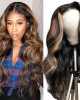 Honey Blonde Ombre Lace Wig T-Part Straight/Body Wave Human Hair Wigs