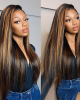 Honey Blonde Ombre Lace Wig T-Part Straight/Body Wave Human Hair Wigs