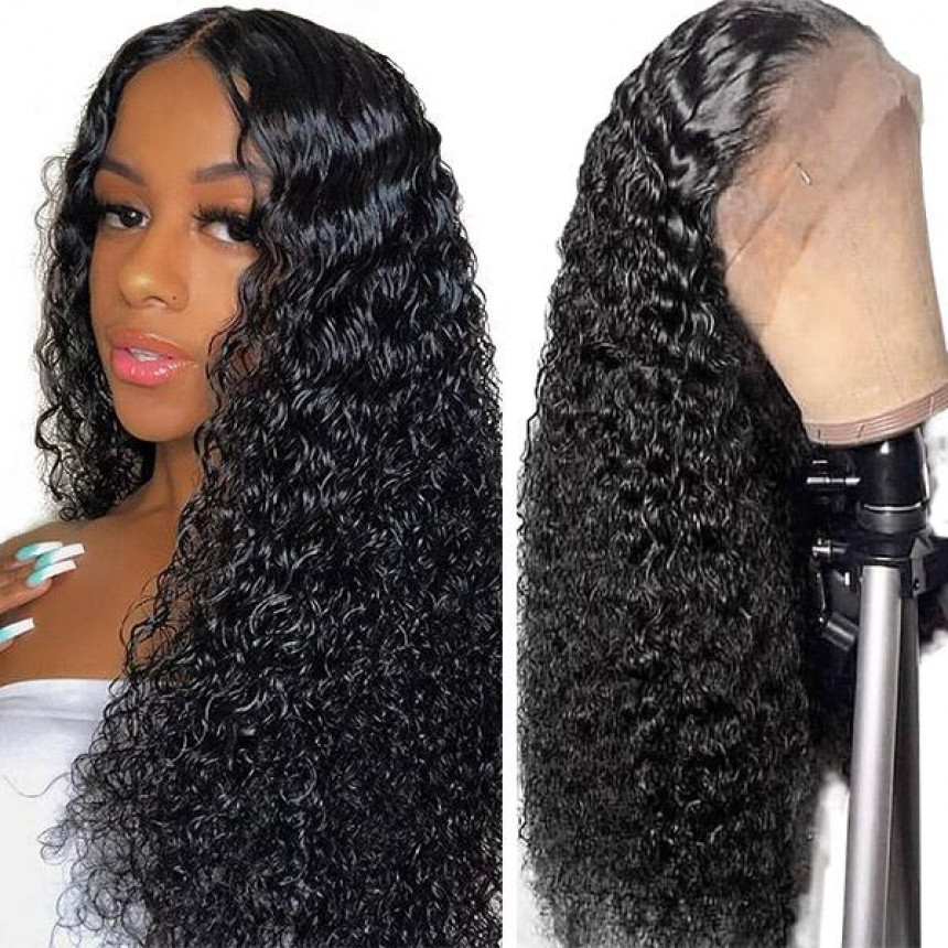 Deep Wave Hair T-part Lace Front Wig 100% Virgin Human Hair Wigs