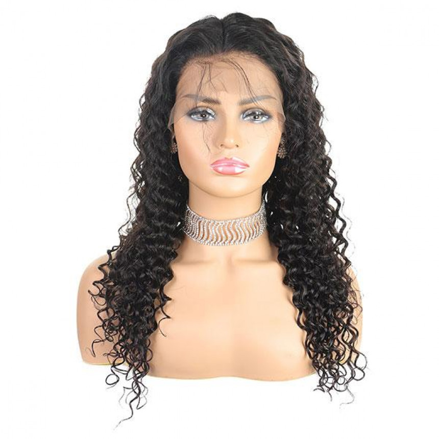 Deep Wave Hair T-part Lace Front Wig 100% Virgin Human Hair Wigs