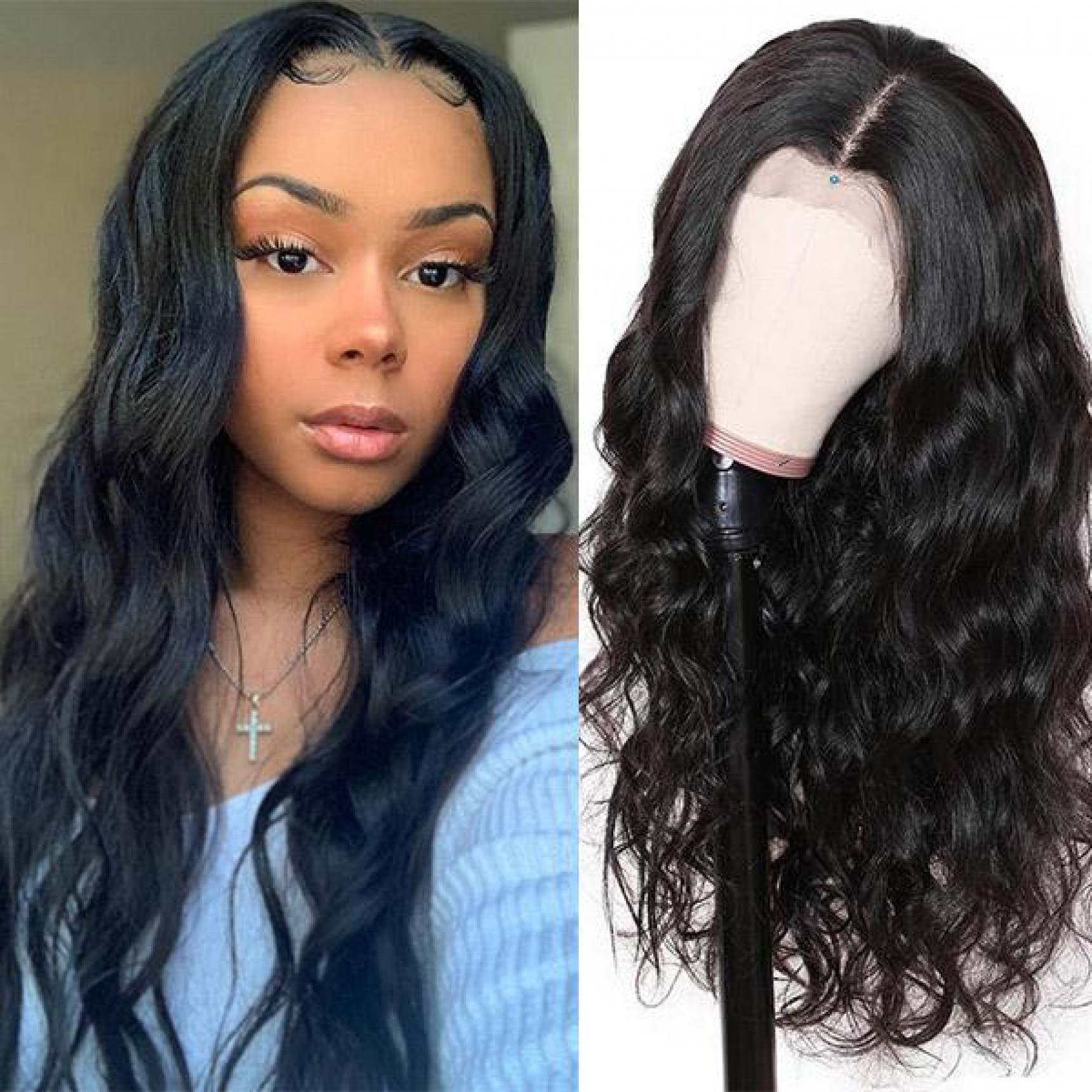 Body Wave Hair T-Part Lace Front Wig 10A Grade Virgin Remy Human Hair ...