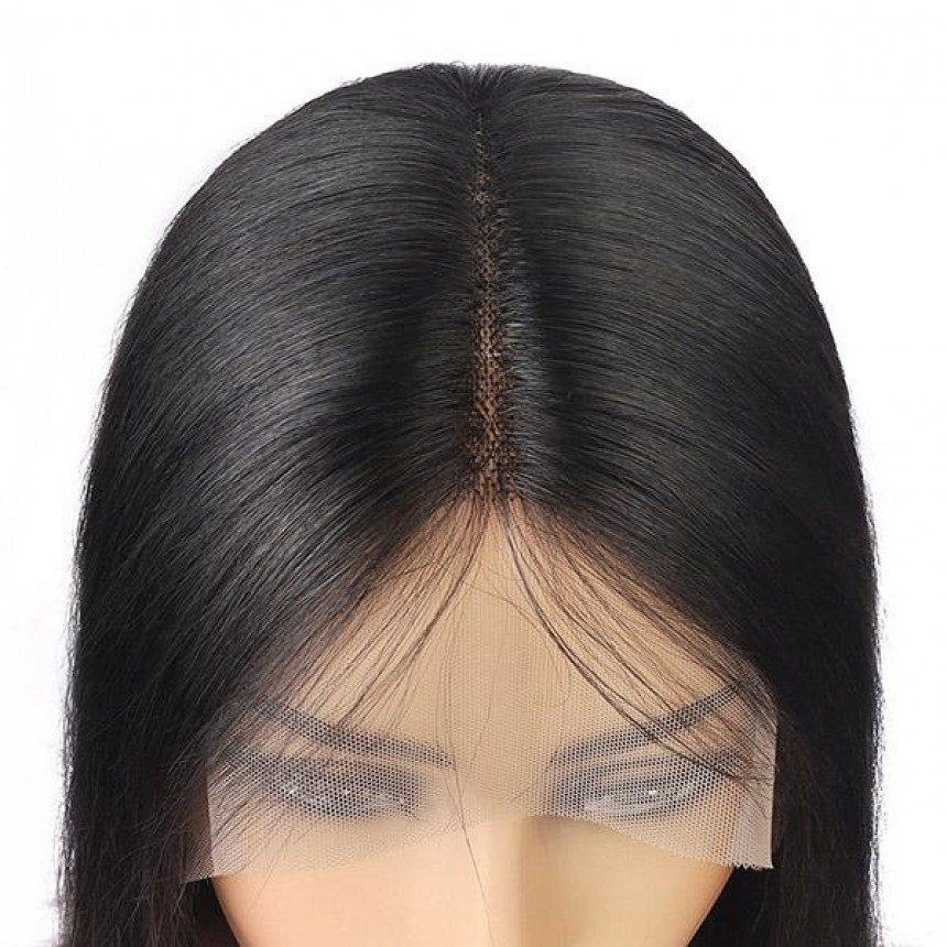 Straight Hair T-Part Lace Front Wig 10A Grade Virgin Remy Human Hair Wigs