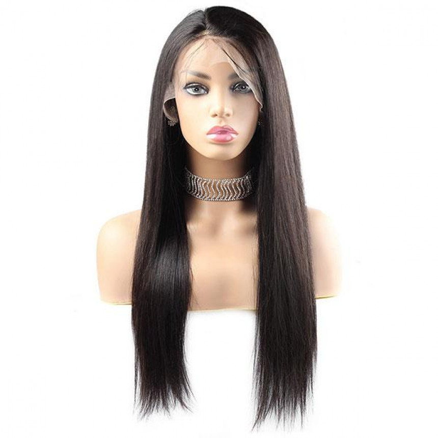 Straight Hair T-Part Lace Front Wig 10A Grade Virgin Remy Human Hair Wigs