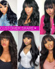 New Arrival Body Wave Machine Made Human Hair Wig With Free Part Bangs New Arrival Body Wave Machine Made Human Hair Wig With Free Part Bangs