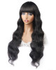 New Arrival Body Wave Machine Made Human Hair Wig With Free Part Bangs