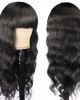 New Arrival Body Wave Machine Made Human Hair Wig With Free Part Bangs