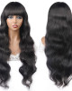 New Arrival Body Wave Machine Made Human Hair Wig With Free Part Bangs