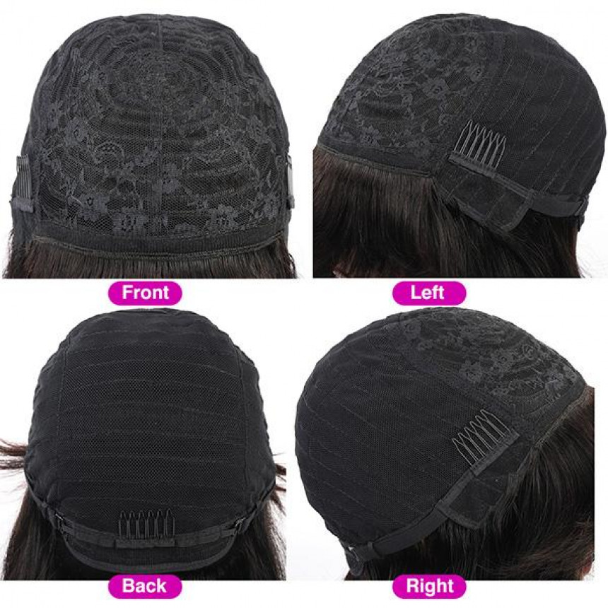 Straight Full Machine Made Wig With Neat Bangs No Lace Affordable 100% Human Hair Wig Straight Full Machine Made Wig With Neat Bangs No Lace Affordable 100% Human Hair Wig