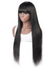 Straight Full Machine Made Wig With Neat Bangs No Lace Affordable 100% Human Hair Wig