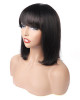 Straight Hair Machine Made Short Bob 100% Human Hair With Bangs