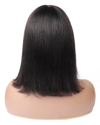 Straight Hair Machine Made Short Bob 100% Human Hair With Bangs