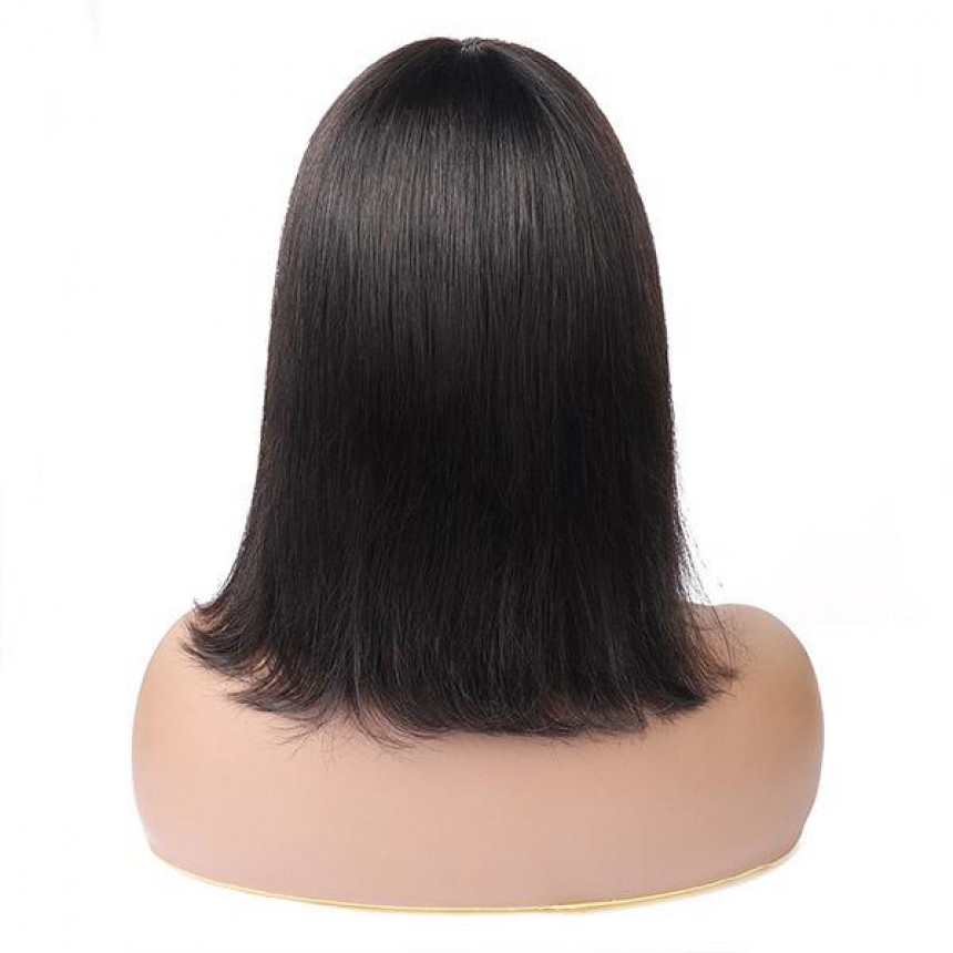 Straight Hair Machine Made Short Bob 100% Human Hair With Bangs Straight Hair Machine Made Short Bob 100% Human Hair With Bangs