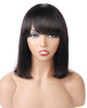 Straight Hair Machine Made Short Bob 100% Human Hair With Bangs