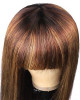 Colored Wigs For Sale 150% Density Honey Blonde Highlight Brown Ombre Straight Human Hair Wigs Machine Made Wigs With Bangs