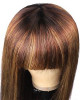 colored wigs for sale 150% Density Honey Blonde Highlight Brown Ombre Straight Human Hair Wigs Machine Made Wigs With Bangs