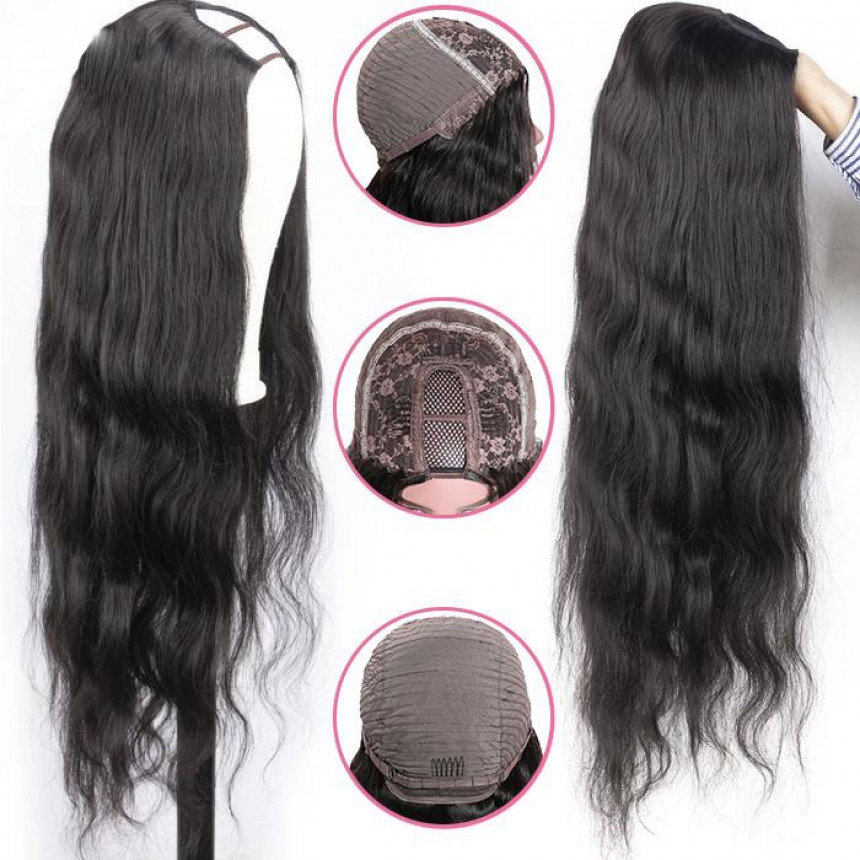 U Part Super Easy Affordable Glueless Body Wave Wigs 100% Human Hair Wig