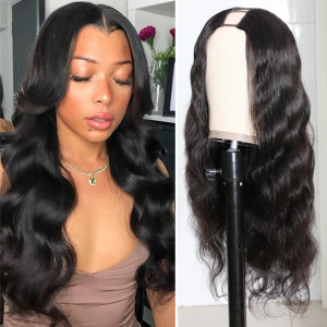 U Part Super Easy Affordable Glueless Body Wave Wigs 100% Human Hair Wig